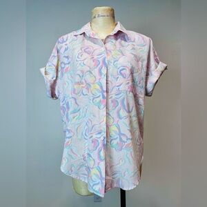VTG 1980s Floral Pastel Button Up Shirt